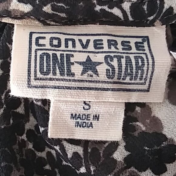 Converse Blouse Sheer Camouflage Floral Tree Shadows All Over Print Y2K S - Picture 12 of 12